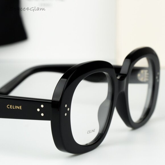 Celine Women Eyeglasses Black Demo Oval CL50162I 3 DOTS 001 NEW AUTHENTIC - Picture 4 of 8